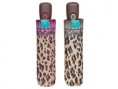 Ombrello Donna Perletti Mini Automatico Apri e Chiudi Leopardato